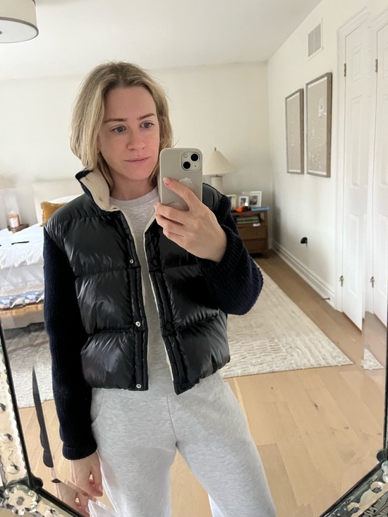 Moncler Jackets & Blazers - Moncler Navy Blur Puffer Jacket with Cream Rib Collar and Knit Sleeves